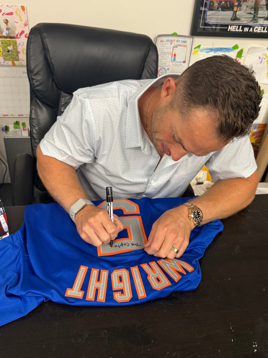 David Wright Autographed NY Mets CUSTOM Blue Alternate Jersey w/ The Captain Inscription (JSA)
