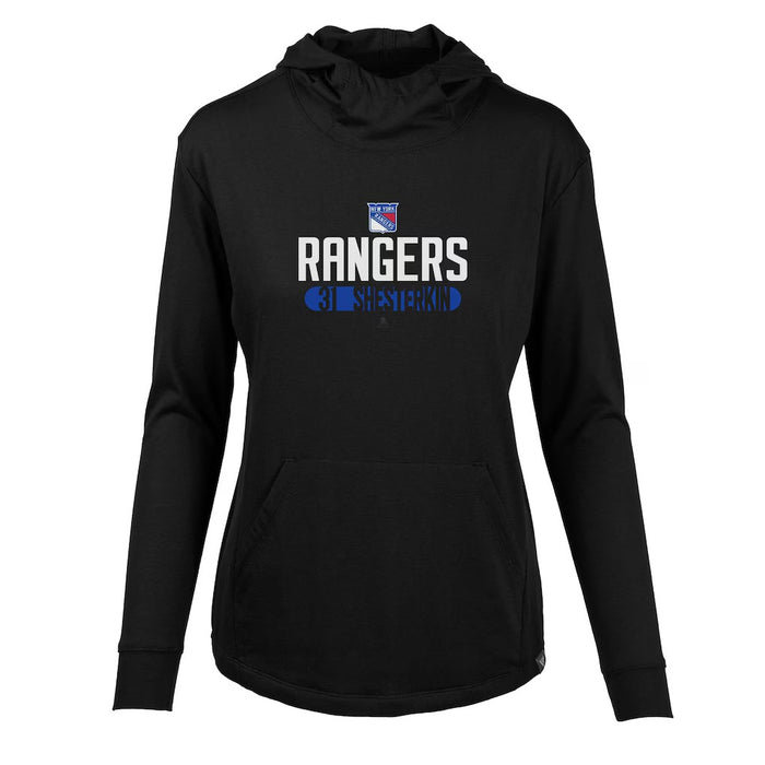 WOMEN's Igor Shesterkin New York Rangers Sz Medium Levelwear Vivid Tracer Name & Number Pullover Hoodie - Black