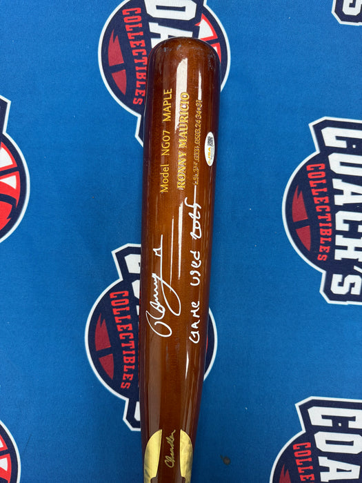 Ronny Mauricio Autographed GAME USED Bat from 2025 Season w/ Inscr (JSA)