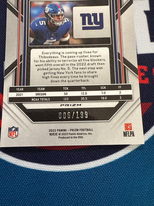 Kayvon Thibodeaux Autographed 2022 Panini Prizm BLUE 006/199 Rookie Card (GTP)