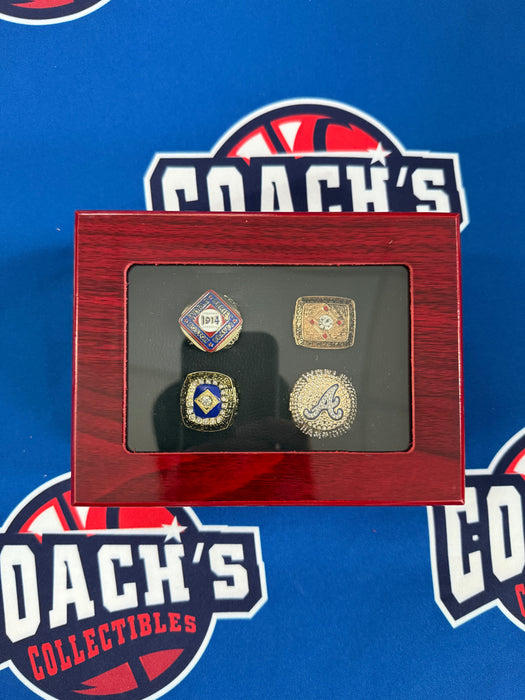 Atlanta Braves 4pc Replica World Series Ring Set w/ Display Box