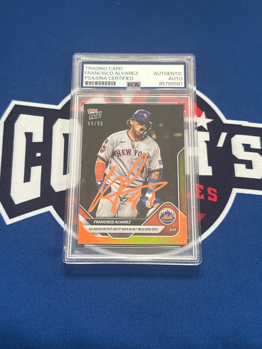 Francisco Alvarez Autographed 2025 Topps NOW Gold Trim #45/50 Card #755 (PSA SLAB)