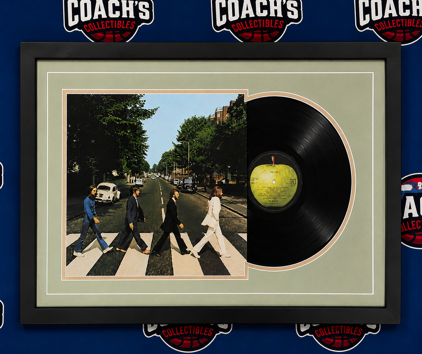 FRAMED UNSIGNED Beatles "Abbey Road" Album Cover w/ Vinyl