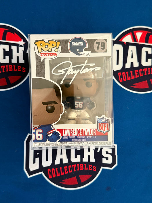 Lawrence Taylor Autographed New York Giants Blue Jersey Funko Pop (JSA)