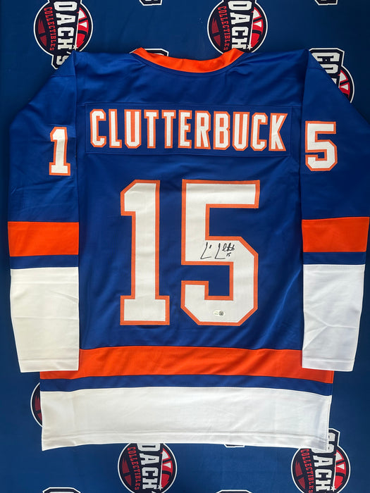 Cal Clutterbuck Autographed CUSTOM NY Islanders Blue Jersey (JSA)
