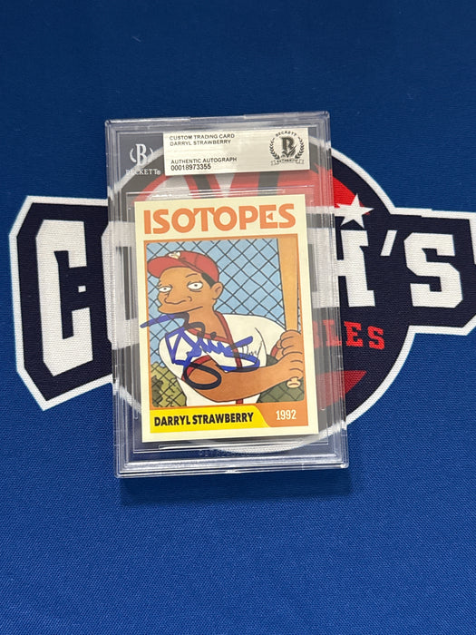 Darryl Strawberry Autographed Custom Simpsons Slabbed Trading Card (Beckett Slab)