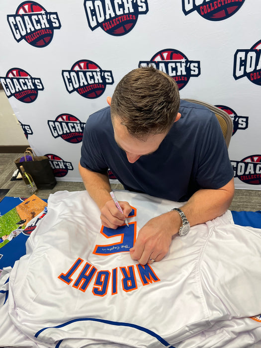 David Wright Autographed NY Mets CUSTOM White Jersey with The Captain Inscription (JSA)