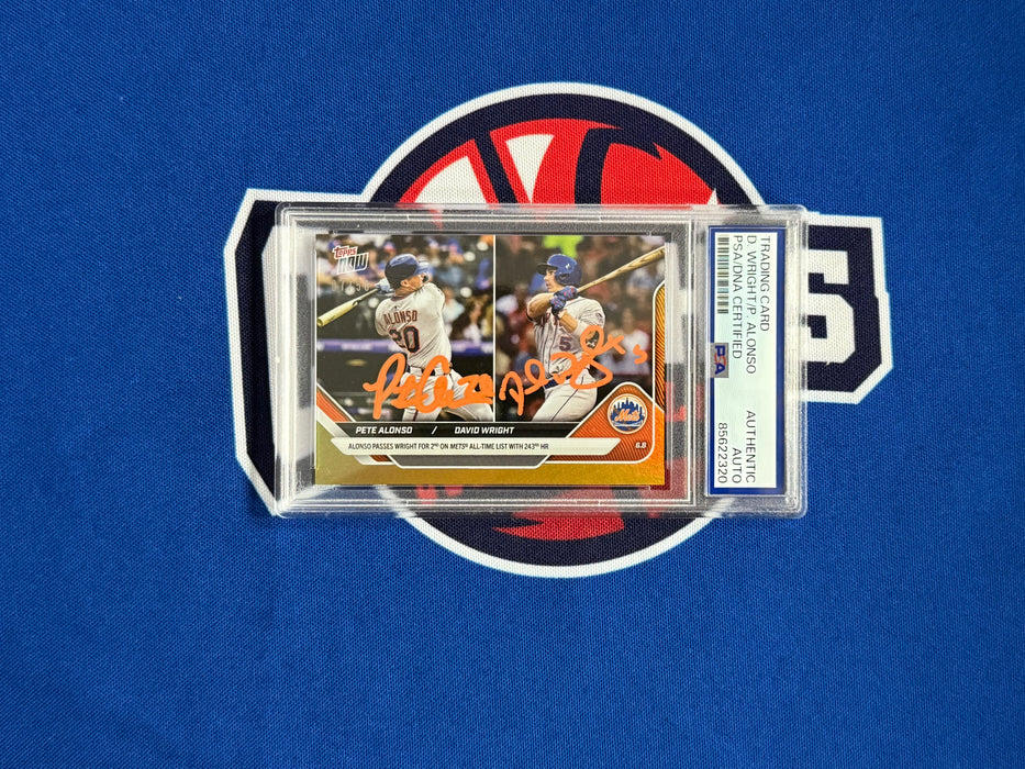 David Wright & Pete Alonso DUAL Autographed 2025 Topps Now #272 07/50 Slabbed Card Gem Mint 10 Autos (PSA)