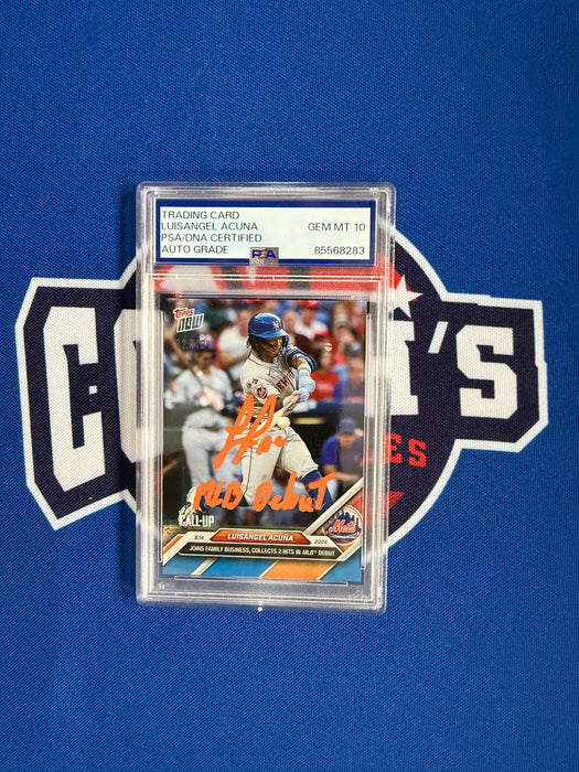 Luisangel Acuna Autographed LE 22/49 2024 Topps Now #700 Slabbed Card Gem 10 Auto w/ MLB Debut (PSA Slab)