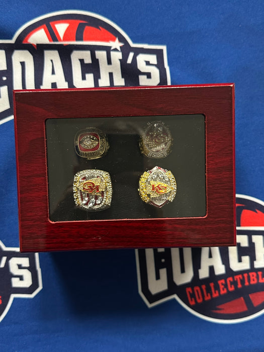 Kansas City Chiefs 4pc Replica Super Bowl Ring Set w/ Display Box