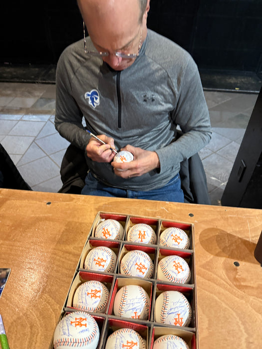 Keith Hernandez, Gary Cohen & Ron Darling Autographed NY Mets Team Stitch Baseball w/ Inscription (Beckett)