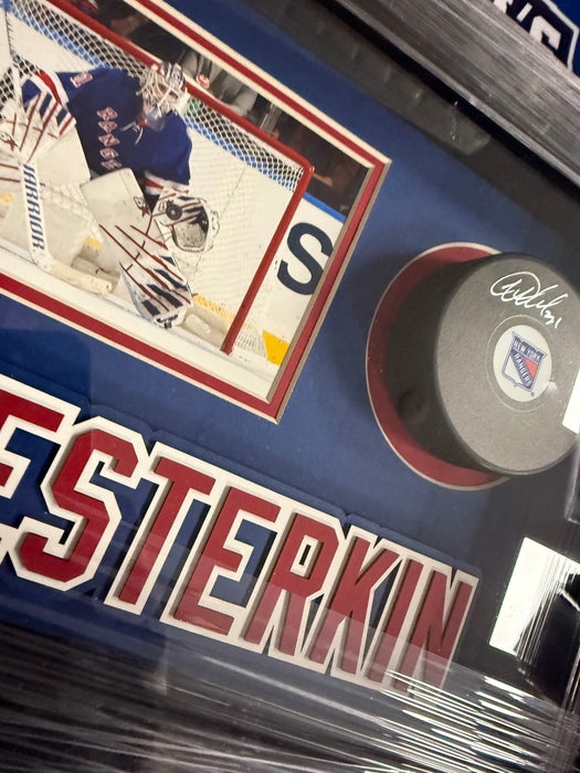 Igor Shesterkin Autographed NY Rangers Puck in 13”x8” Custom Shadowbox Display (Fanatics)