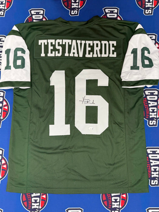Vinny Testaverde Autographed NY Jets CUSTOM Home Green Jersey (Beckett)