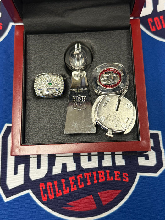 Seattle Seahawks 3pc Replica Super Bowl Ring & Trophy with Display Box
