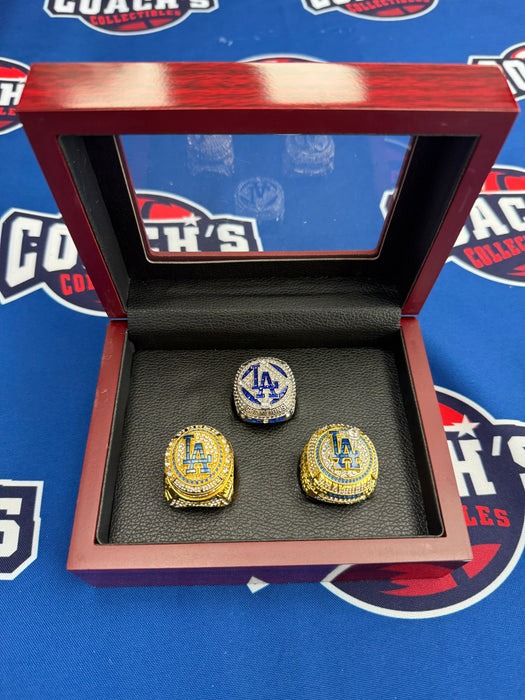 Los Angeles Dodgers 3pc Replica World Series Ring Set w/ Display Box (2020, ‘24, ‘25)