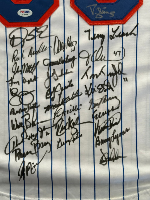 1986 NY Mets TEAM SIGNED Pinstripe Custom Jersey w/ 33 Signatures (PSA Letter)