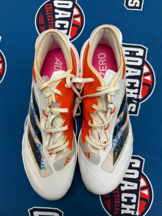 GAME USED Ronny Mauricio Autographed PAIR of Adidas Cleats w/ Game Used 2025 Inscription (JSA)