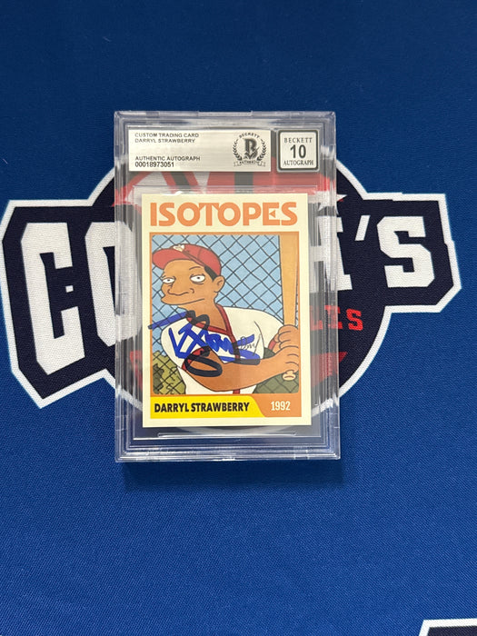 Darryl Strawberry Autographed Custom Simpsons Slabbed Trading Card Gem 10 Auto Grade (Beckett Slab)