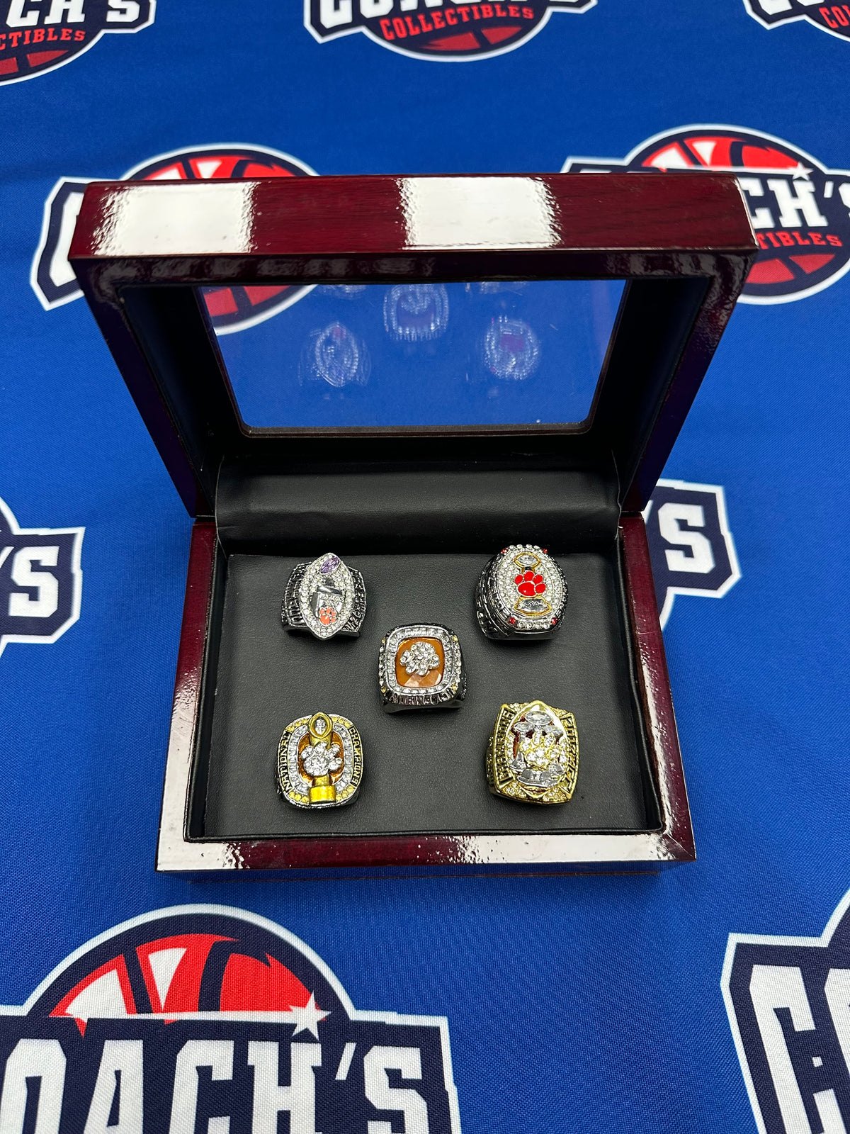 Clemson Football 5pc Replica Championship Ring Set w/ Display Box ...