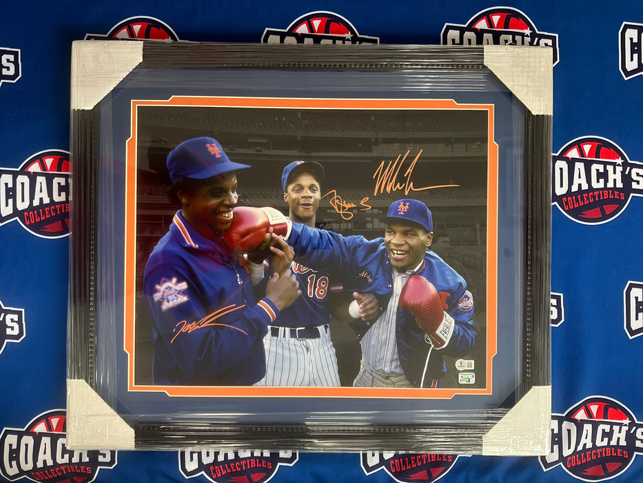 FRAMED Mike Tyson, Darryl Strawberry & Doc Gooden TRIPLE Autographed 16x20 Spotlight Photo (Beckett/Fitterman Sports)