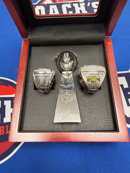 Peyton Manning 3pc Replica Super Bowl Ring & Trophy with Display Box