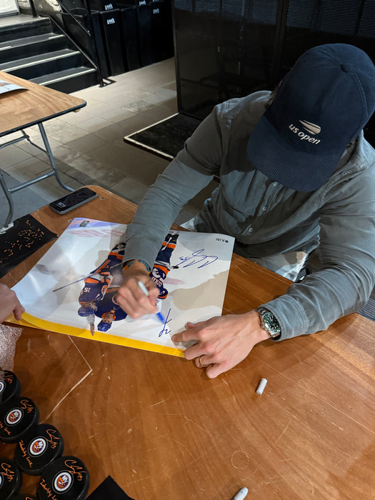 Cal Clutterbuck, Matt Martin & Casey Cizikas TRIPLE Autographed 16x20 Photo (JSA)