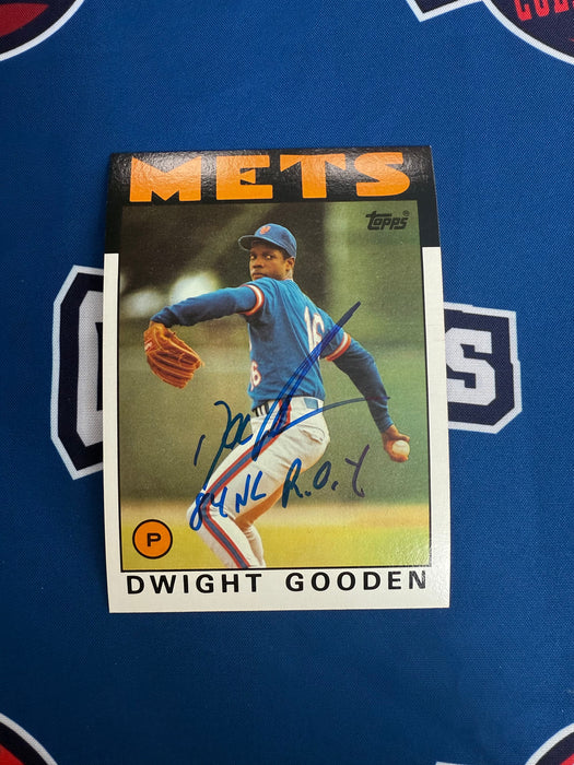 Dwight "Doc" Gooden Autographed 1986 JUMBO Topps 5x7 Card w/ 84 NL ROY (JSA)