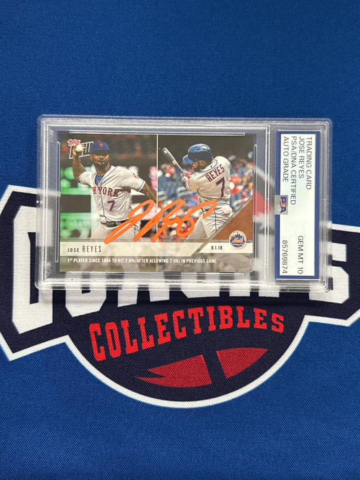 Jose Reyes Autographed 2018 Topps Now #540 Trading Card GEM 10 Auto (PSA SLAB)