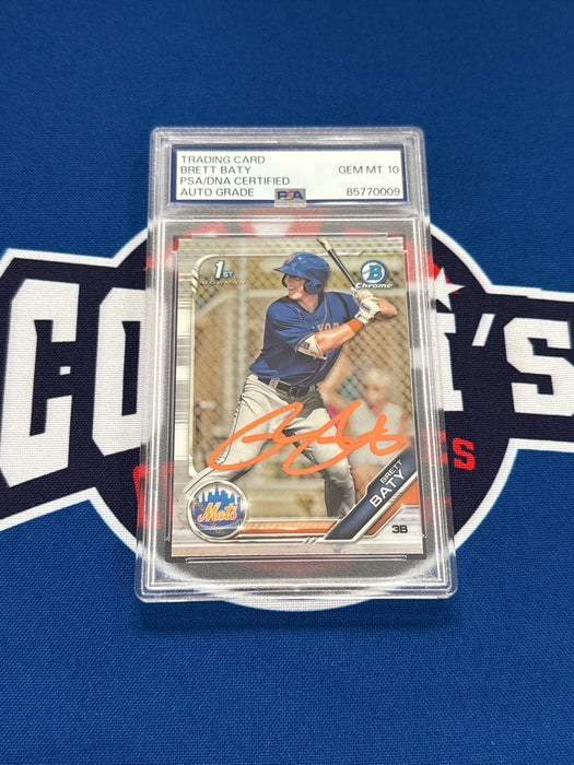 Brett Baty Autographed 2019 Bowman Chrome 1st Bowman Rookie Card #BDC-39 (PSA SLAB)