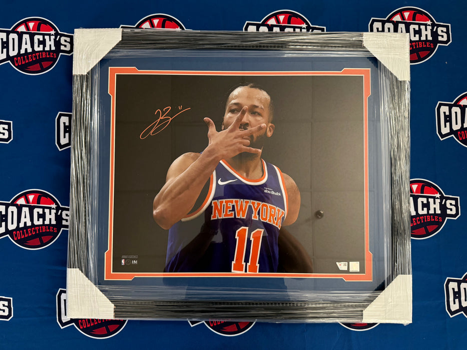 FRAMED Jalen Brunson Autographed 3pt Celebration 16x20 Photo (Fanatics)