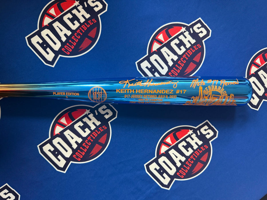 Keith Hernandez Autographed Special Limited Edition CHROME Baseball Bat w/ Mets #17 Retired (JSA)