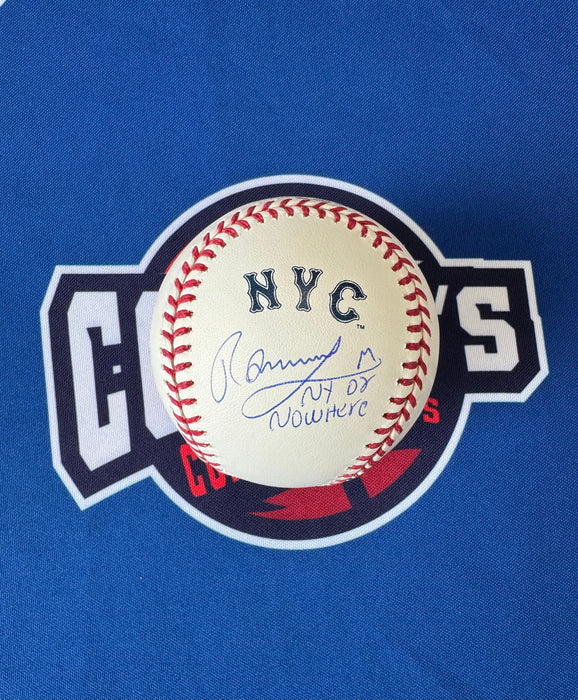 Ronny Mauricio Autographed City Connect OML Baseball w/ NY Or Nowhere Inscription (JSA)