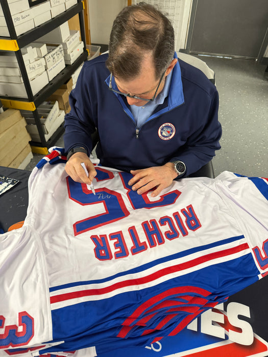 Mike Richter Autographed CUSTOM NY Rangers White Road Jersey (JSA)