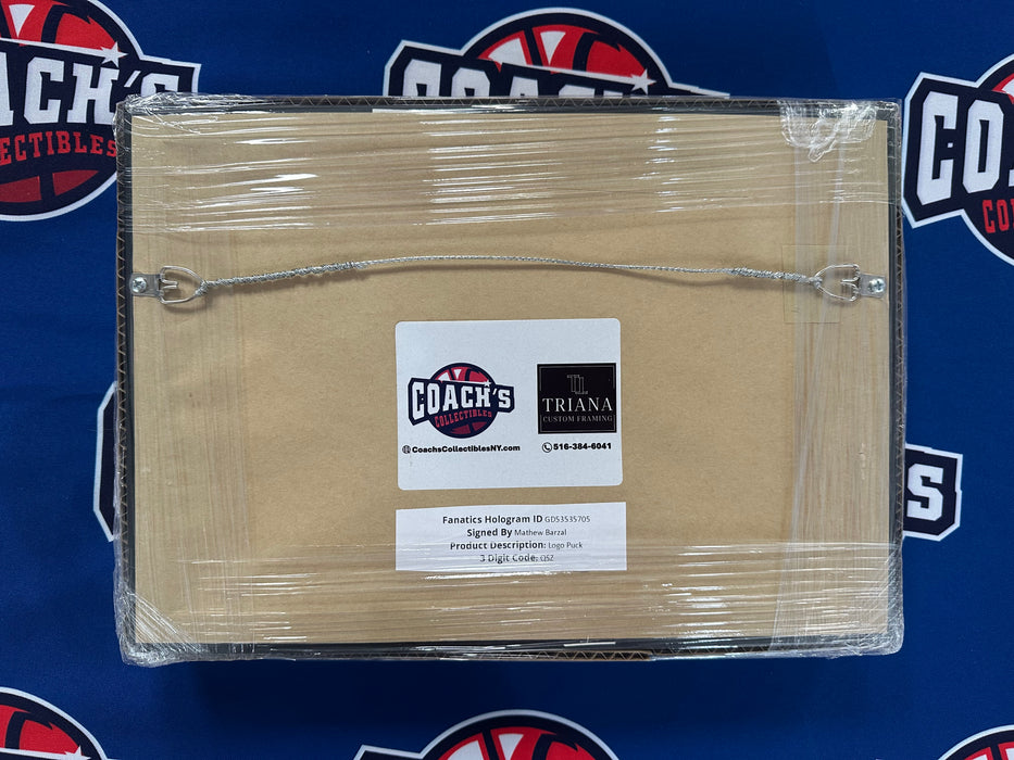 Mathew Barzal Autographed Puck in 13”x8” Custom Shadowbox (Fanatics)