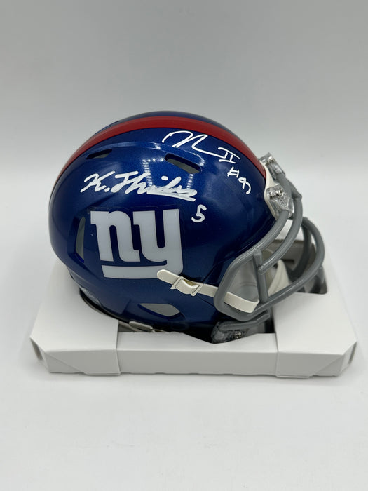 Kayvon Thibodeaux & Dexter Lawrence DUAL Autographed NY Giants Speed Mini Helmet (Beckett)