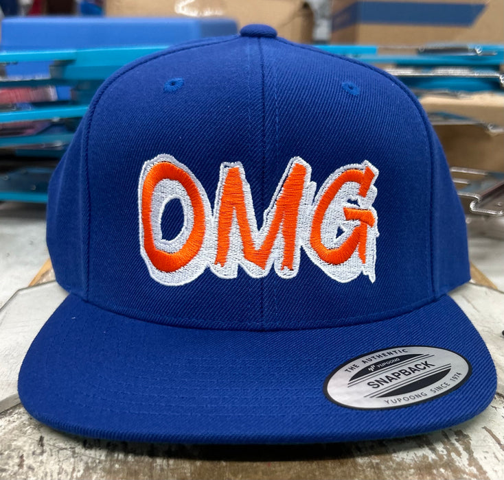 Royal Blue Custom OMG Themed Snap Back Hat (Mens)