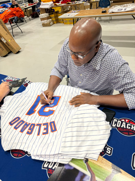 Carlos Delgado Autographed CUSTOM NY Mets Pinstripe Jersey (JSA)