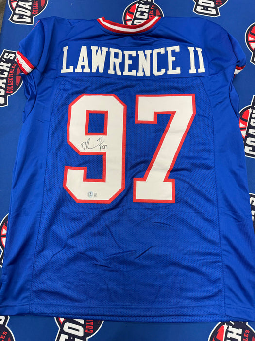 Dexter Lawrence Autographed NY Giants CUSTOM Pro Player Cut Blue Legacy Home Jersey (Beckett)