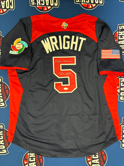 David Wright Autographed CUSTOM 2013 WBC USA Jersey with Inscription JSA