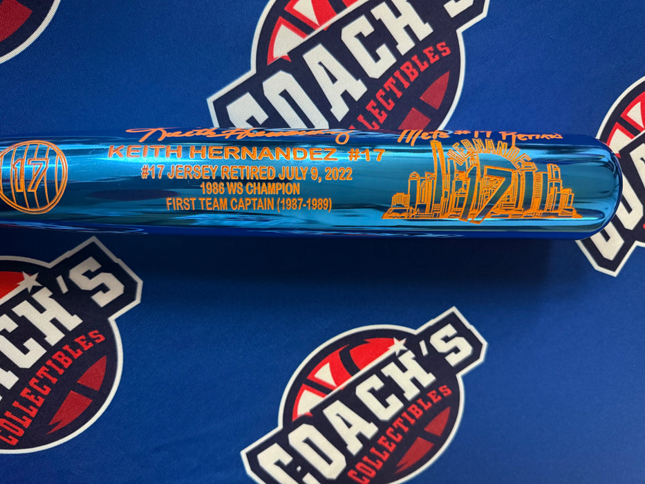 Keith Hernandez Autographed Special Limited Edition CHROME Baseball Bat w/ Mets #17 Retired (JSA)