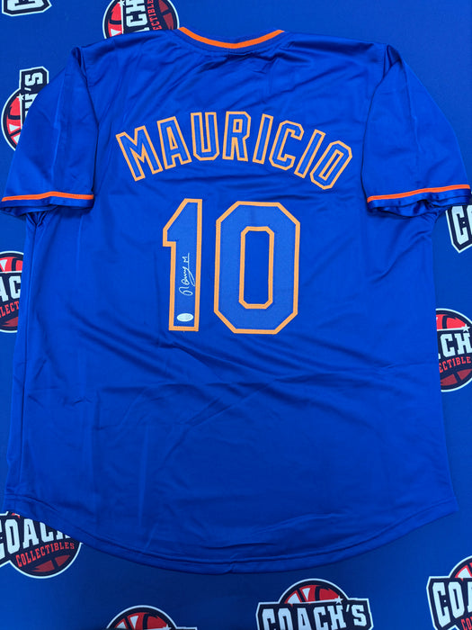 Ronny Mauricio Autographed NY Mets CUSTOM Blue Alternate Jersey (JSA)