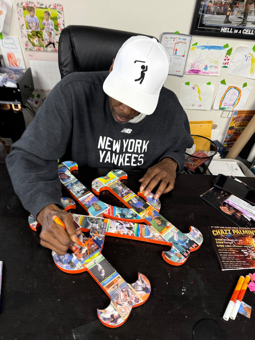 Dwight "Doc" Gooden Autographed 22" Hand made Wood NY Logo with Trading Cards & Inscription (JSA)