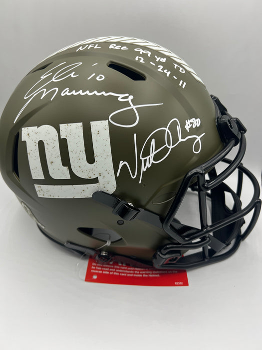 Eli Manning & Victor Cruz DUAL Autographed NY GIants Salute to Service Speed Authentic Helmet (Fanatics)
