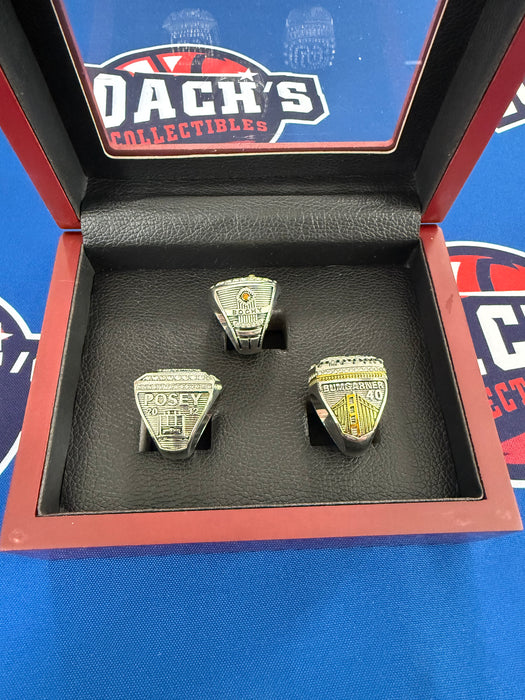 San Francisco Giants REPLICA 3pc World Series Ring Set w/ Display Box