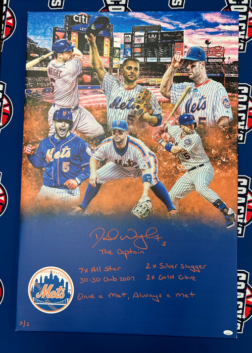 David Wright Autographed 24x36 Custom Graphic Wrapped Canvas with 6 Inscription LE 5/5 (JSA)