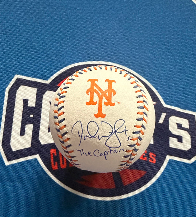 David Wright Autographed NY Mets Team Stitch Logo Baseball w/ The Captain (JSA)