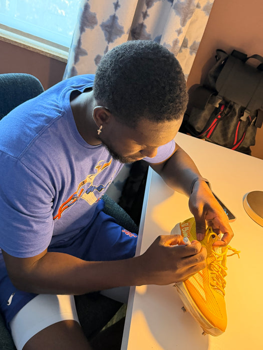 GAME USED Ronny Mauricio Autographed PAIR of Adidas Cleats w/ Game Used 2025 Inscription (JSA)