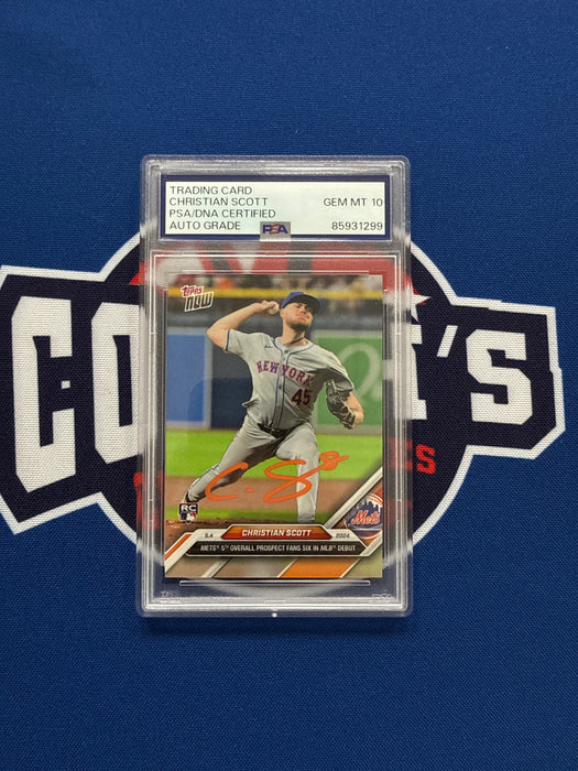 Christian Scott Autographed 2024 Topps Now Debut Rookie Card #159 Gem 10 Auto (PSA SLAB)