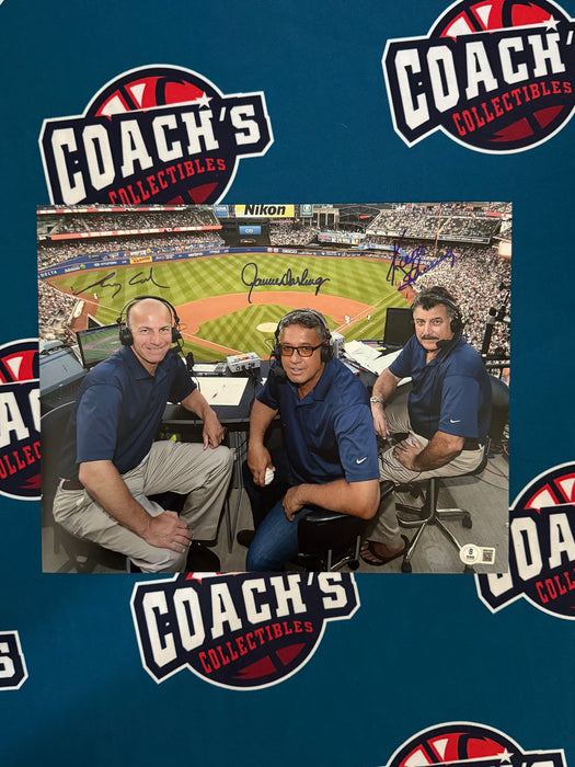 Keith Hernandez, Gary Cohen & Ron Darling Autographed 11x14 Photo (Beckett)