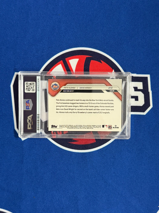 David Wright & Pete Alonso DUAL Autographed 2025 Topps Now #272 Slabbed Card Gem Mint 10 Autos (PSA)